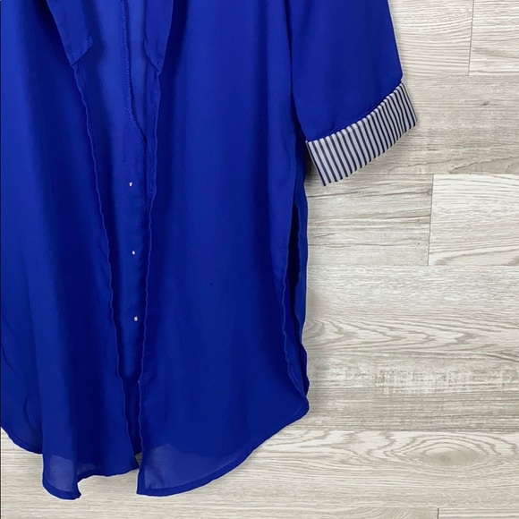 Navy Short Sleeve Blouse - Picture 3 of 8